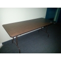 6 ft Folding Table, Wood w Steel Frame